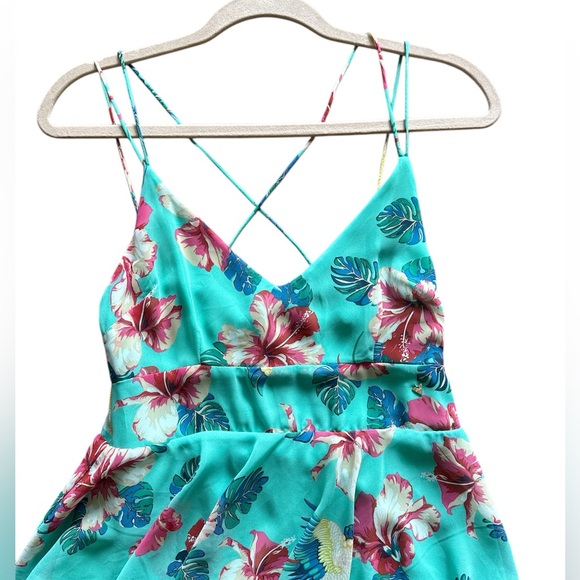 Guess Floral Backless Tie Back Sleeveless Chiffon Mini Dress - Picture 4 of 10